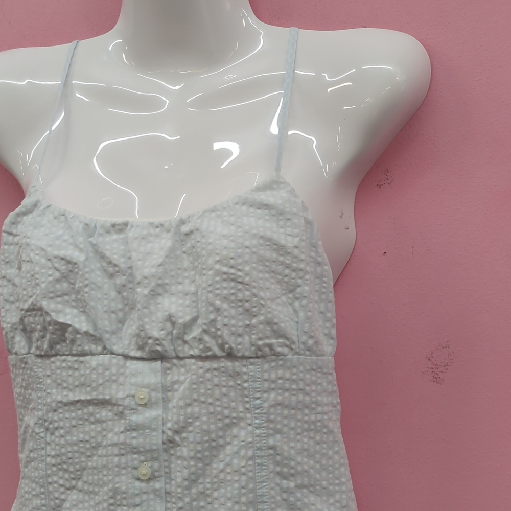 Victoria Secret PINK Prairie Seersucker Summer Midi Dress XS Light Blue - Picture 4 of 9